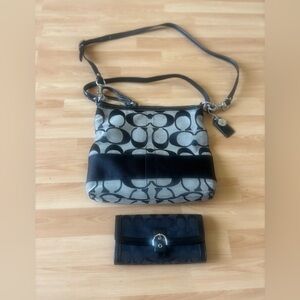 Coach  Black and Gray Women's‎ Bag and Black Wallet